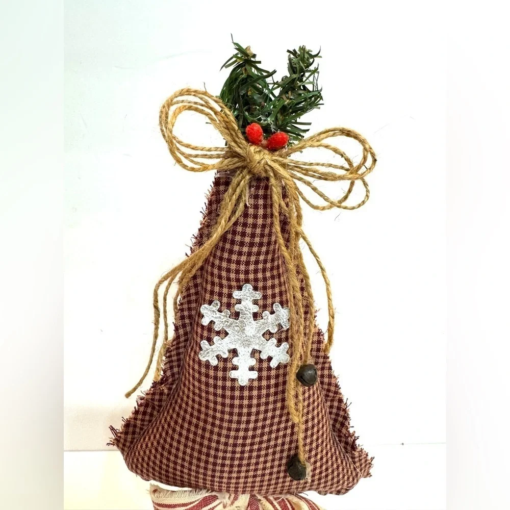 New Handmade OOAK 14” Red Plaid Country Christmas Tree w Snowflake